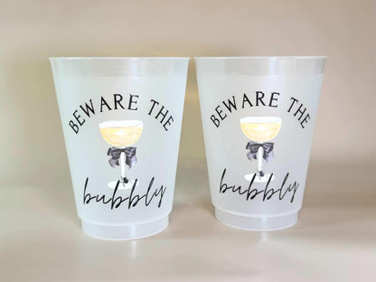 Beware the Bubbly 16 oz Frosted Plastic Cups