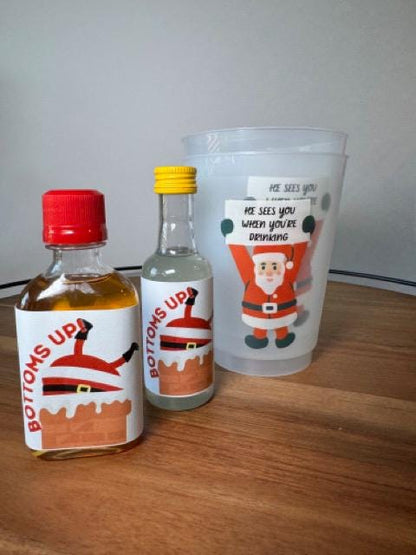 Christmas Party Shot Labels, Christmas Party Decor, Shot Labels, Bottoms Up, Lets get Lit