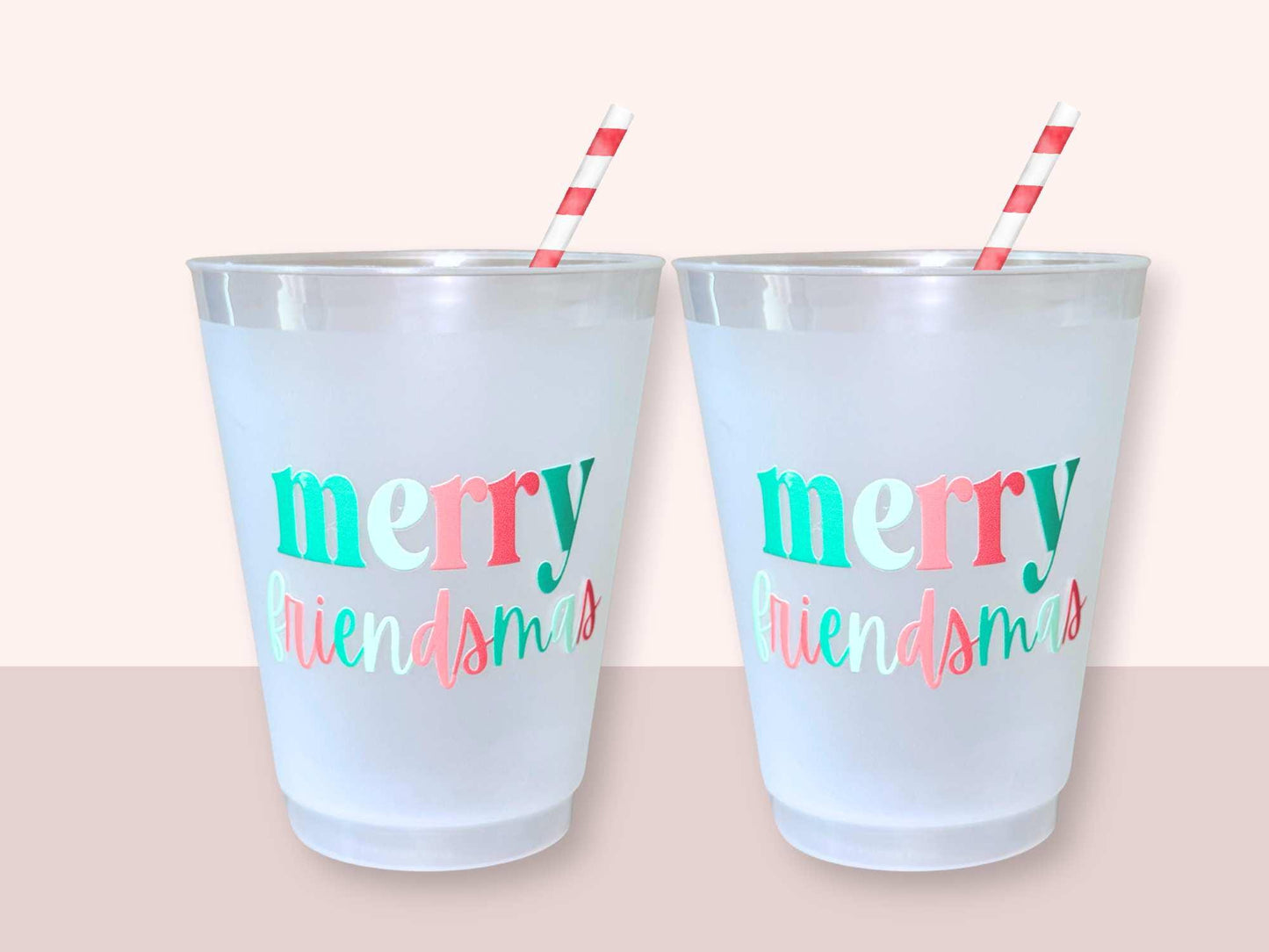 Friendsmas Party Cups Frosted Plastic 16oz