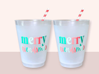 Friendsmas Party Cups Frosted Plastic 16oz