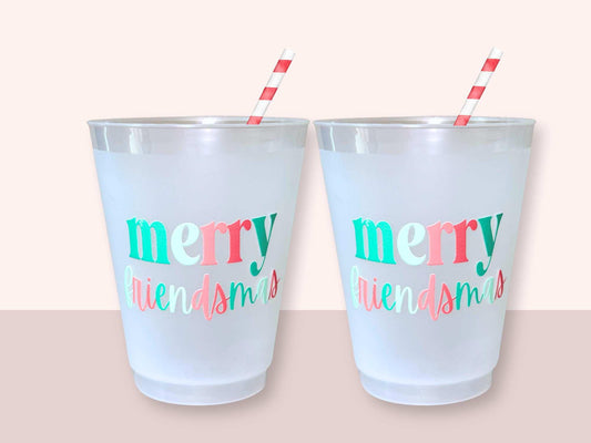 Friendsmas Party Cups Frosted Plastic 16oz