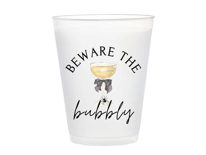 Beware the Bubbly 16 oz Frosted Plastic Cups