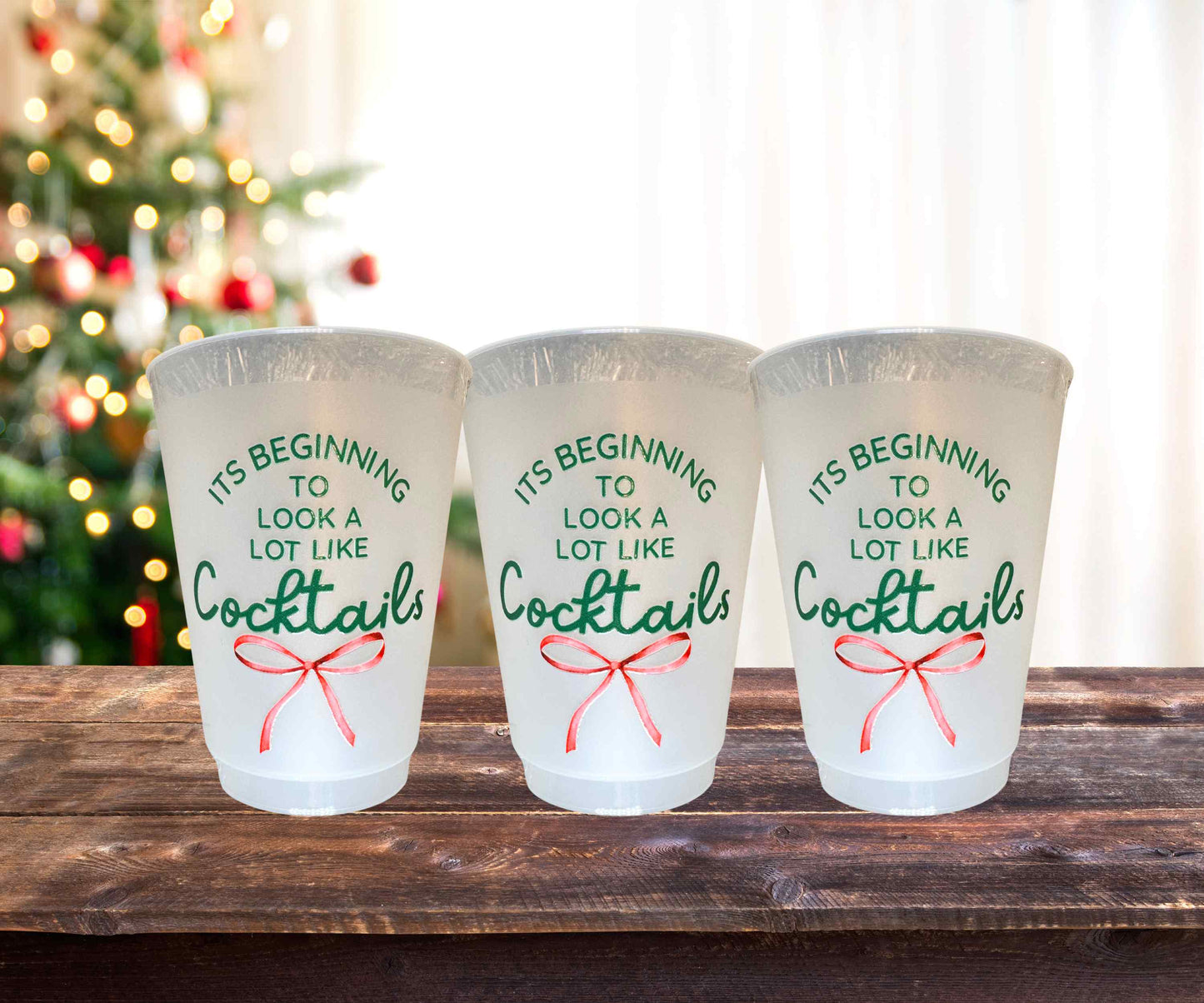 It's Beginning to look a Lot like Cocktails 16oz Frosted Plastic Cups