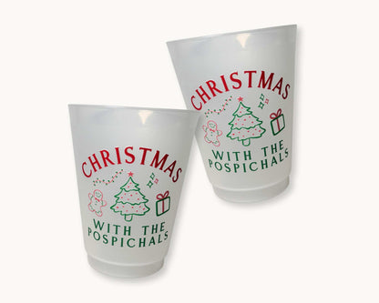 Personalized Christmas Party Cups, 1 or Set of 10 Plastic Reusable Cups