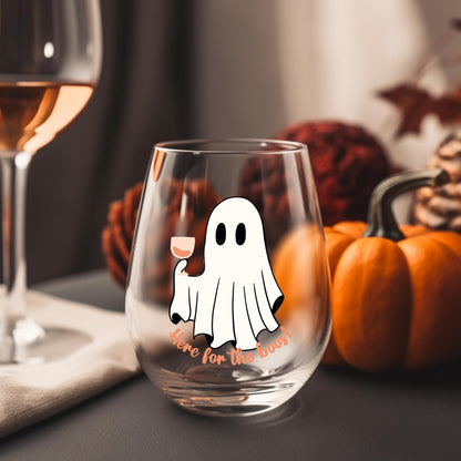 Halloween Wine Glass Here for the Boos Will Trade Candy For Wine