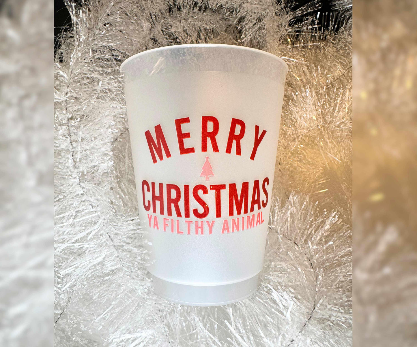 Merry Christmas Ya Filthy Animal 16oz Frosted Plastic Cup