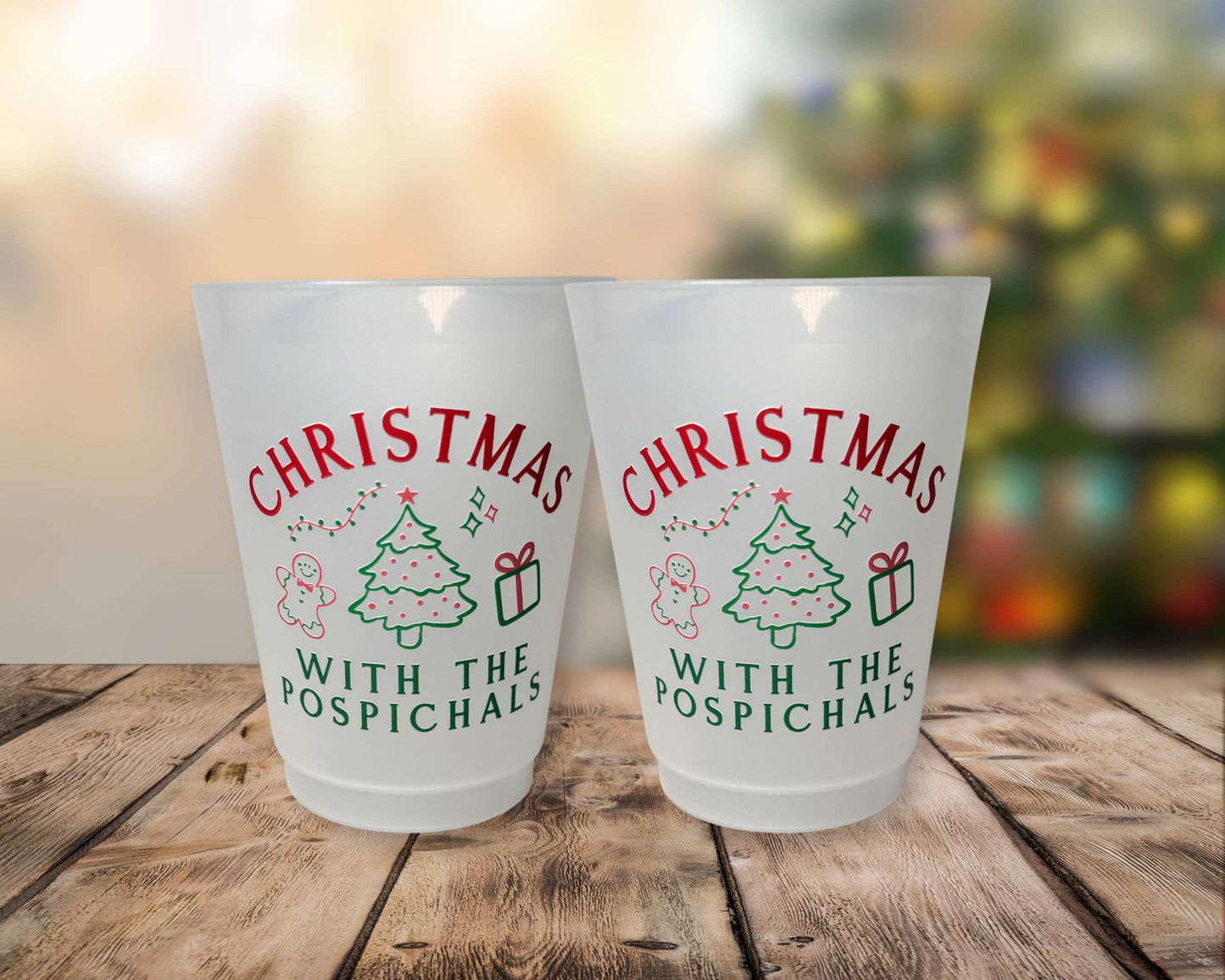 Personalized Christmas Party Cups, 1 or Set of 10 Plastic Reusable Cups