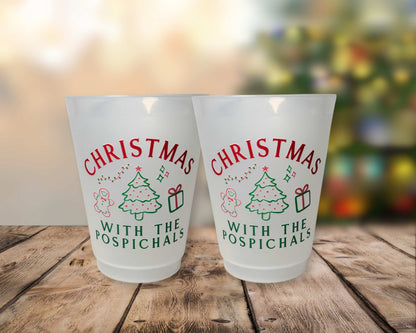 Personalized Christmas Party Cups, 1 or Set of 10 Plastic Reusable Cups