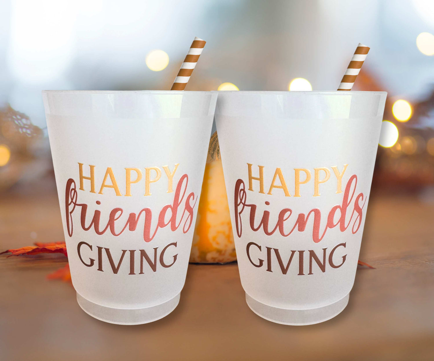 Friendsgiving Cups 16oz Frosted Plastic