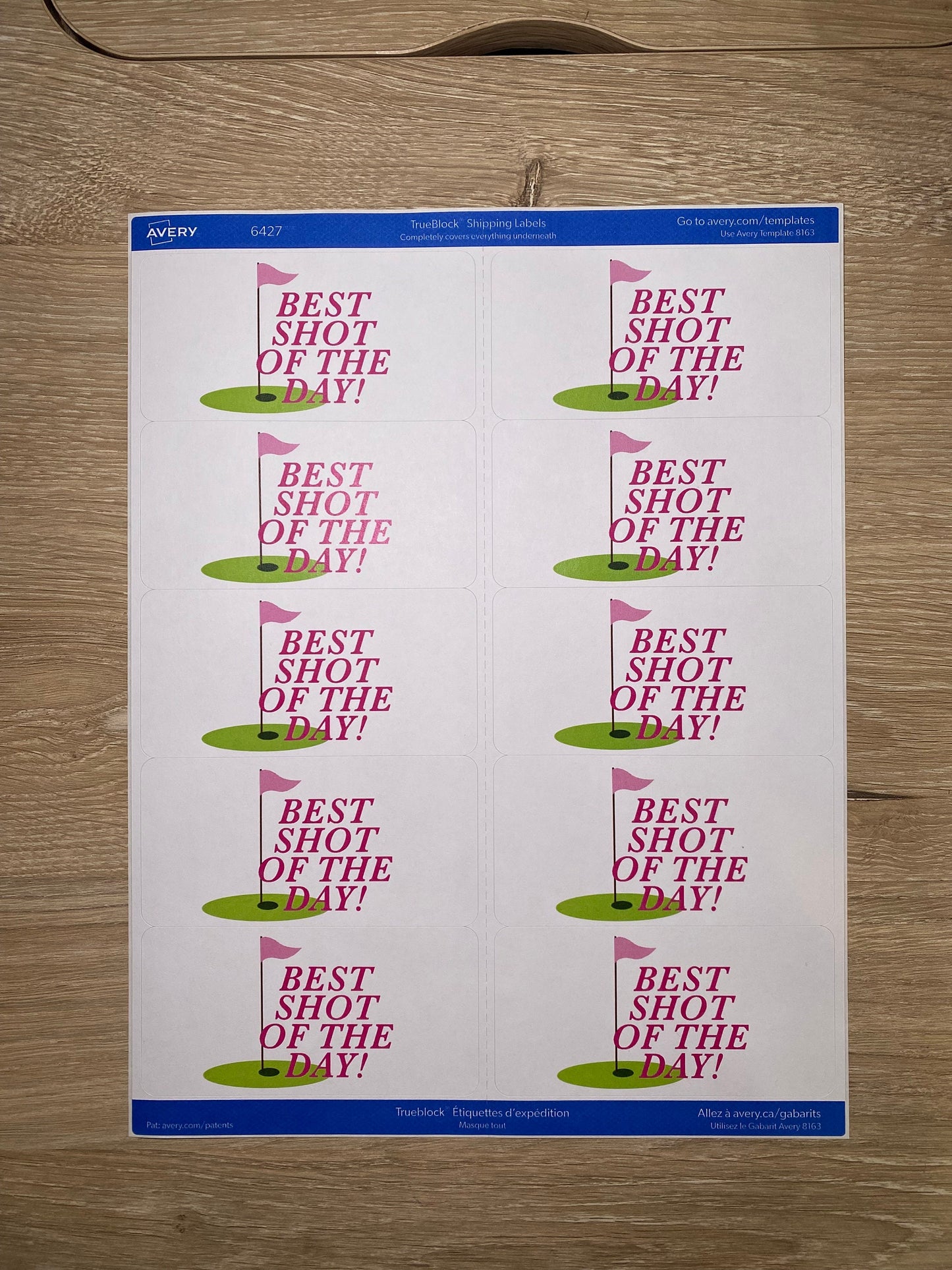 Women's Pink Golf Party Shot Labels