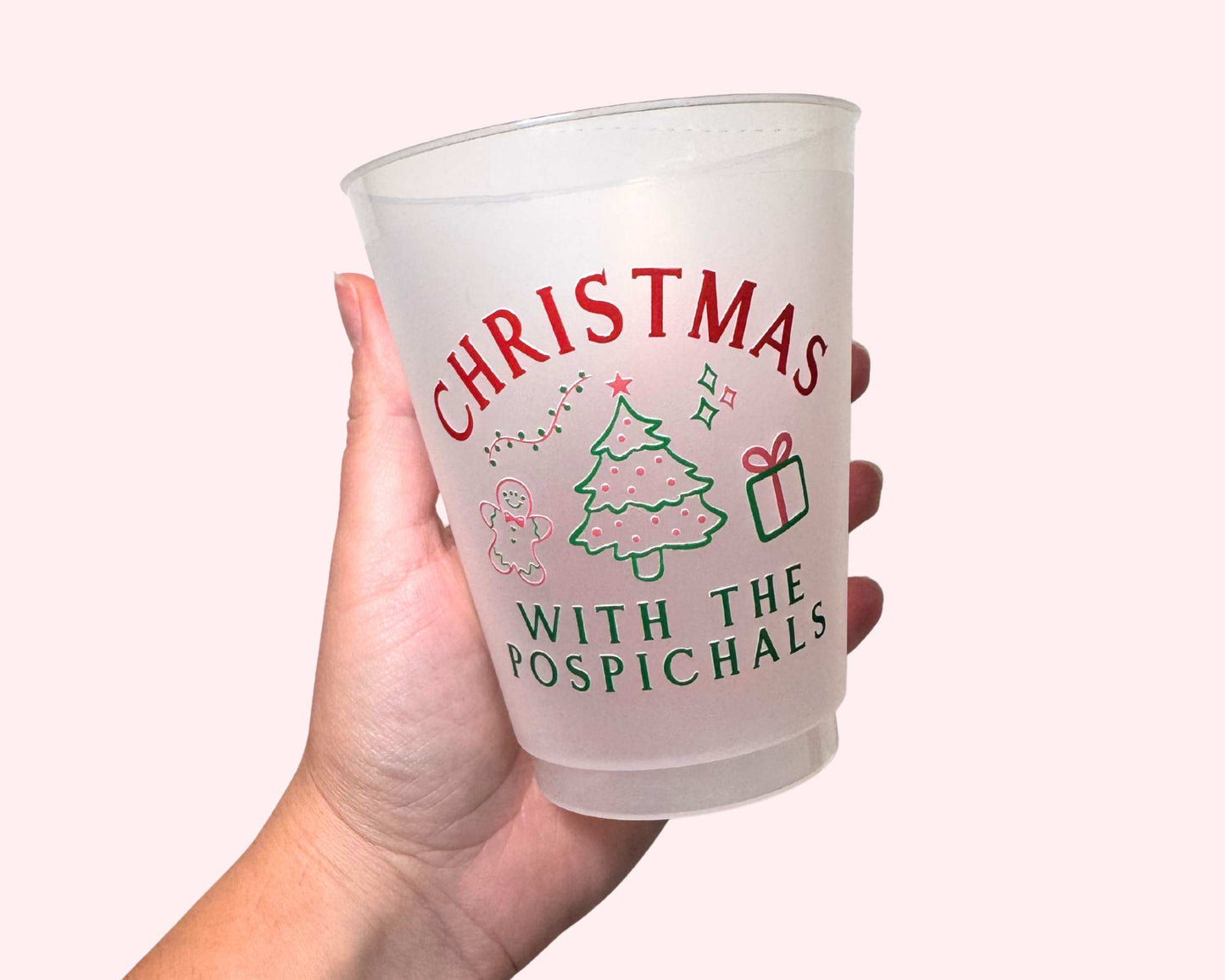 Personalized Christmas Party Cups, 1 or Set of 10 Plastic Reusable Cups