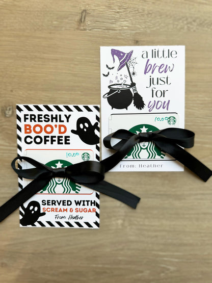 Teacher Printable Gift Card Holder, Halloween Teacher Gifts, Teacher Coffee Gifts