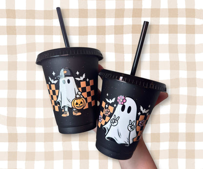 Kids Halloween Fall Cups with Lid and Straw