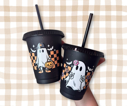 Kids Halloween Fall Cups with Lid and Straw