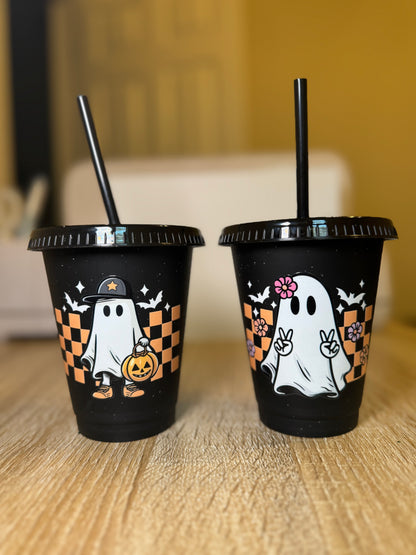 Kids Halloween Fall Cups with Lid and Straw