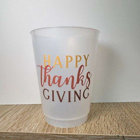 Happy Thanksgiving Frosted Plastic Cups 16 oz