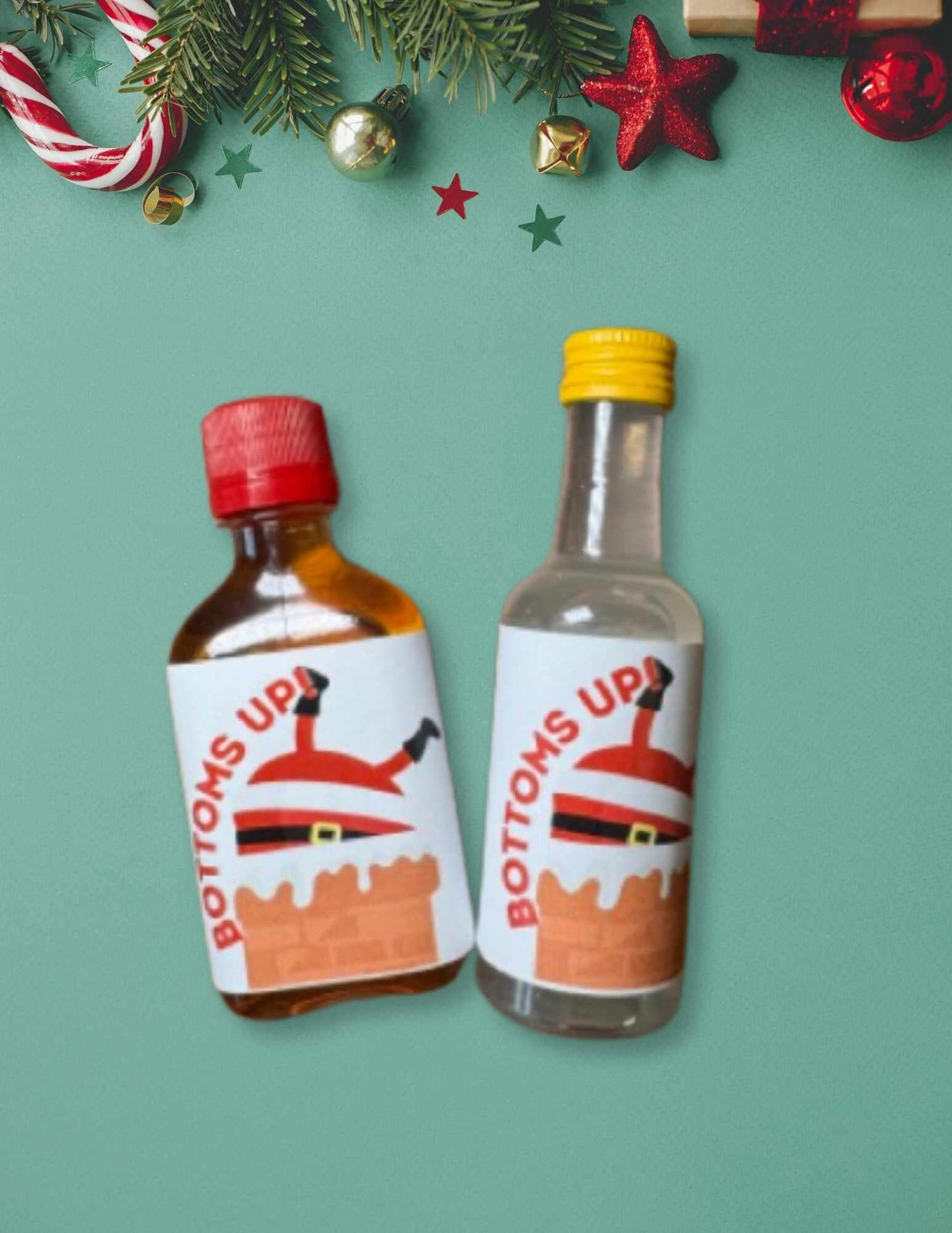 Christmas Party Shot Labels, Christmas Party Decor, Shot Labels, Bottoms Up, Lets get Lit