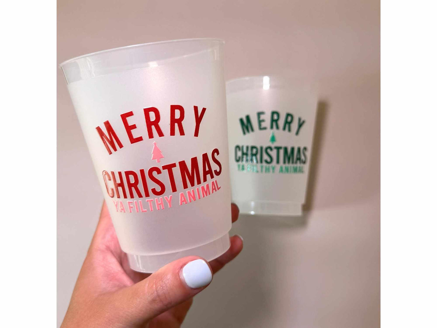 Merry Christmas Ya Filthy Animal 16oz Frosted Plastic Cup