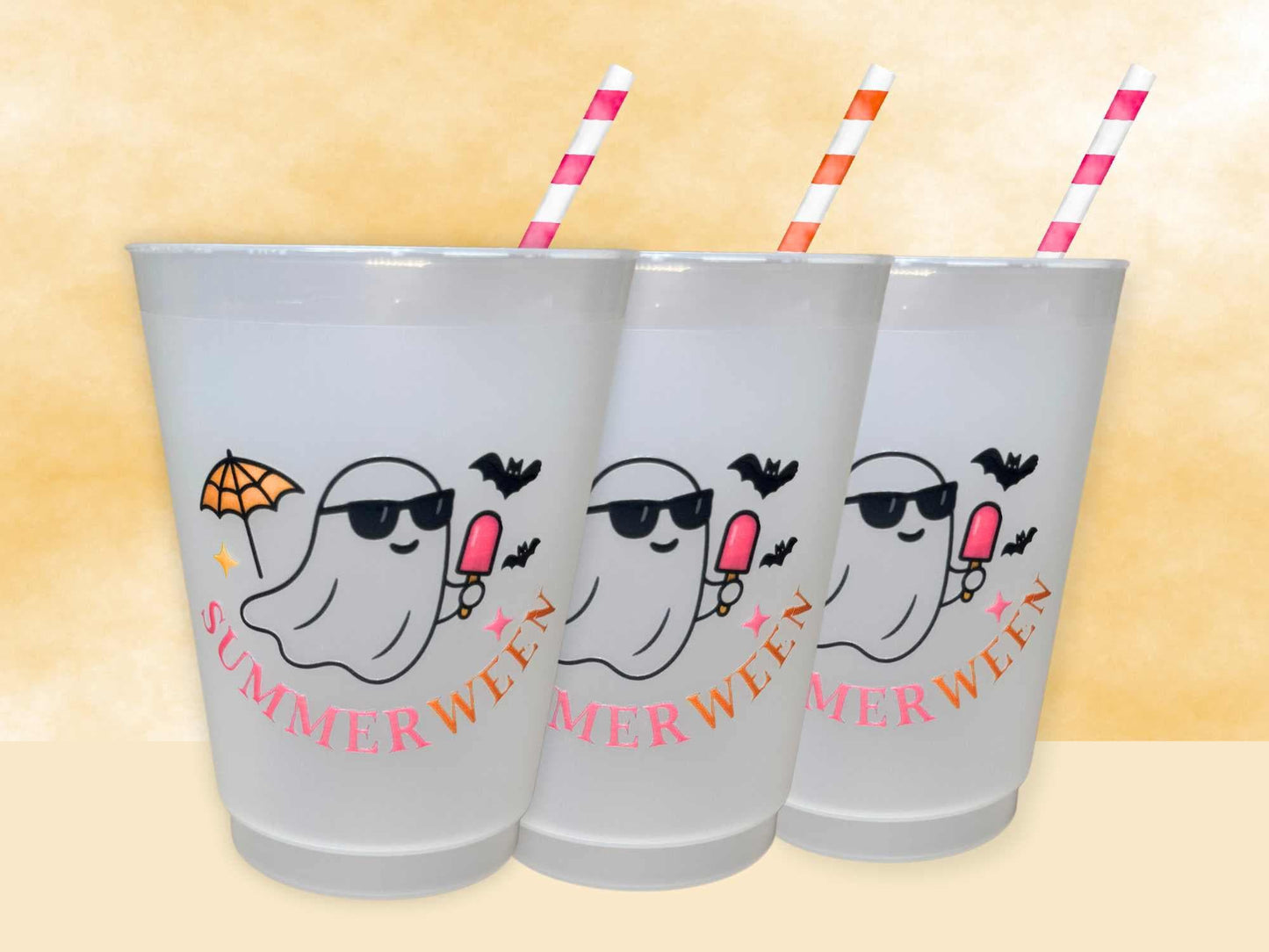 Summerween Party Frosted Plastic Cups