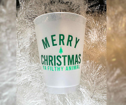 Merry Christmas Ya Filthy Animal 16oz Frosted Plastic Cup