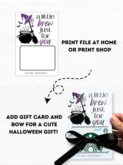 Teacher Printable Gift Card Holder, Halloween Teacher Gifts, Teacher Coffee Gifts