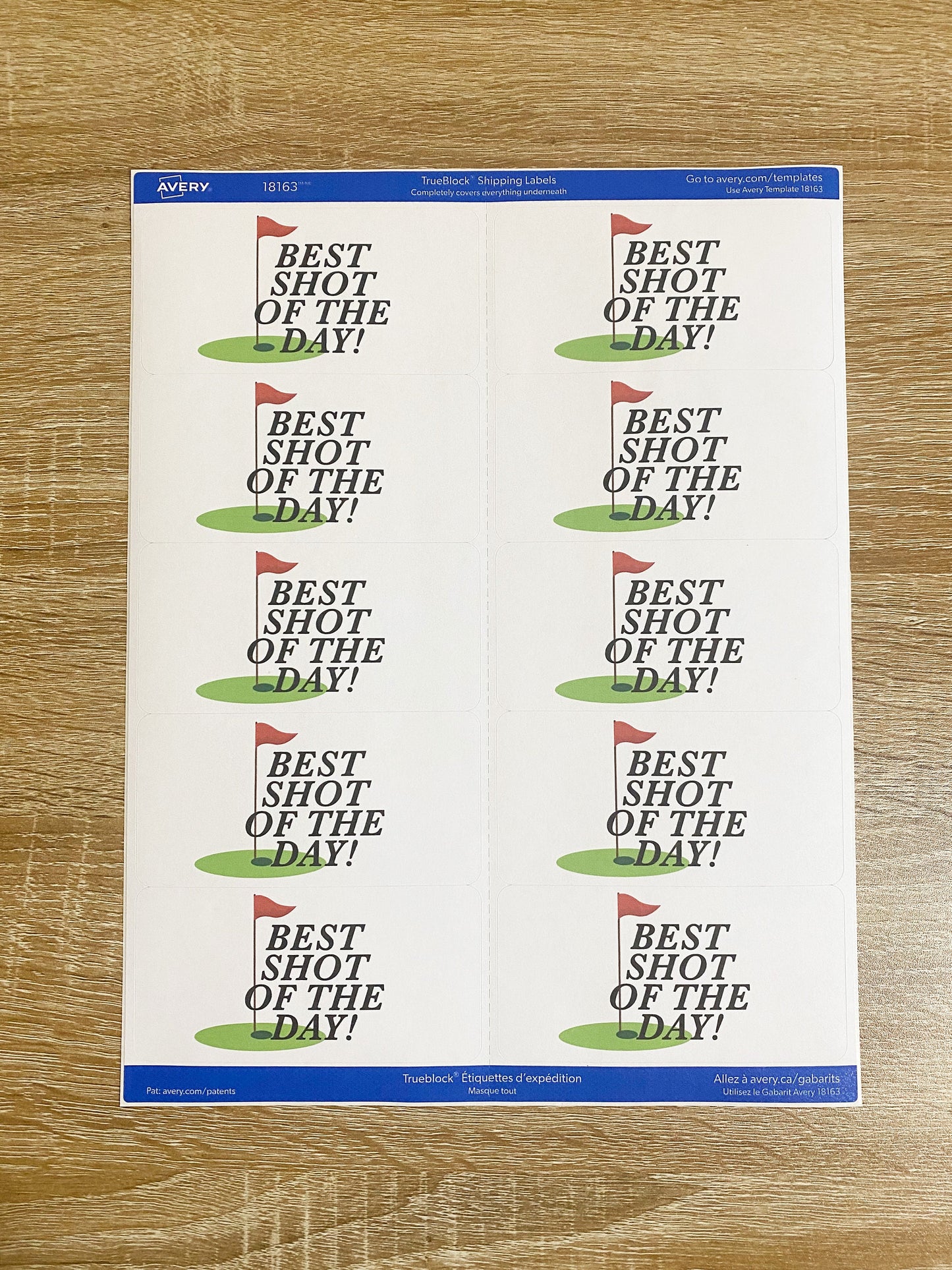 Golf Party Shot Labels