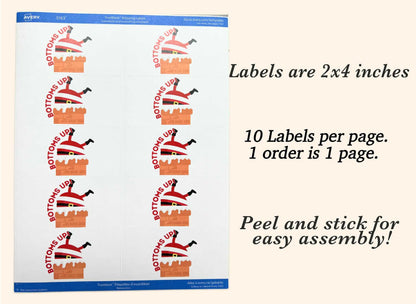 Christmas Party Shot Labels, Christmas Party Decor, Shot Labels, Bottoms Up, Lets get Lit