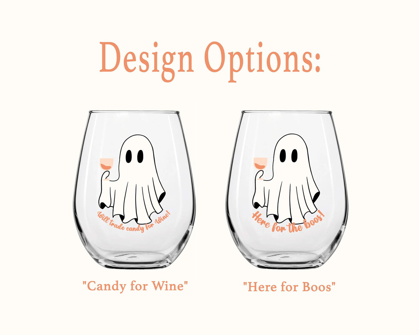 Halloween Wine Glass Here for the Boos Will Trade Candy For Wine