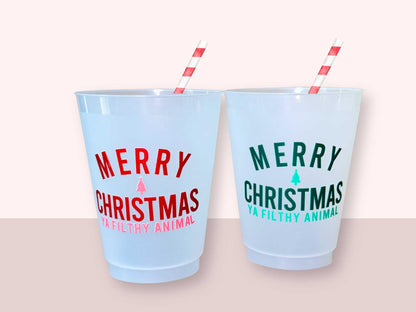 Merry Christmas Ya Filthy Animal 16oz Frosted Plastic Cup